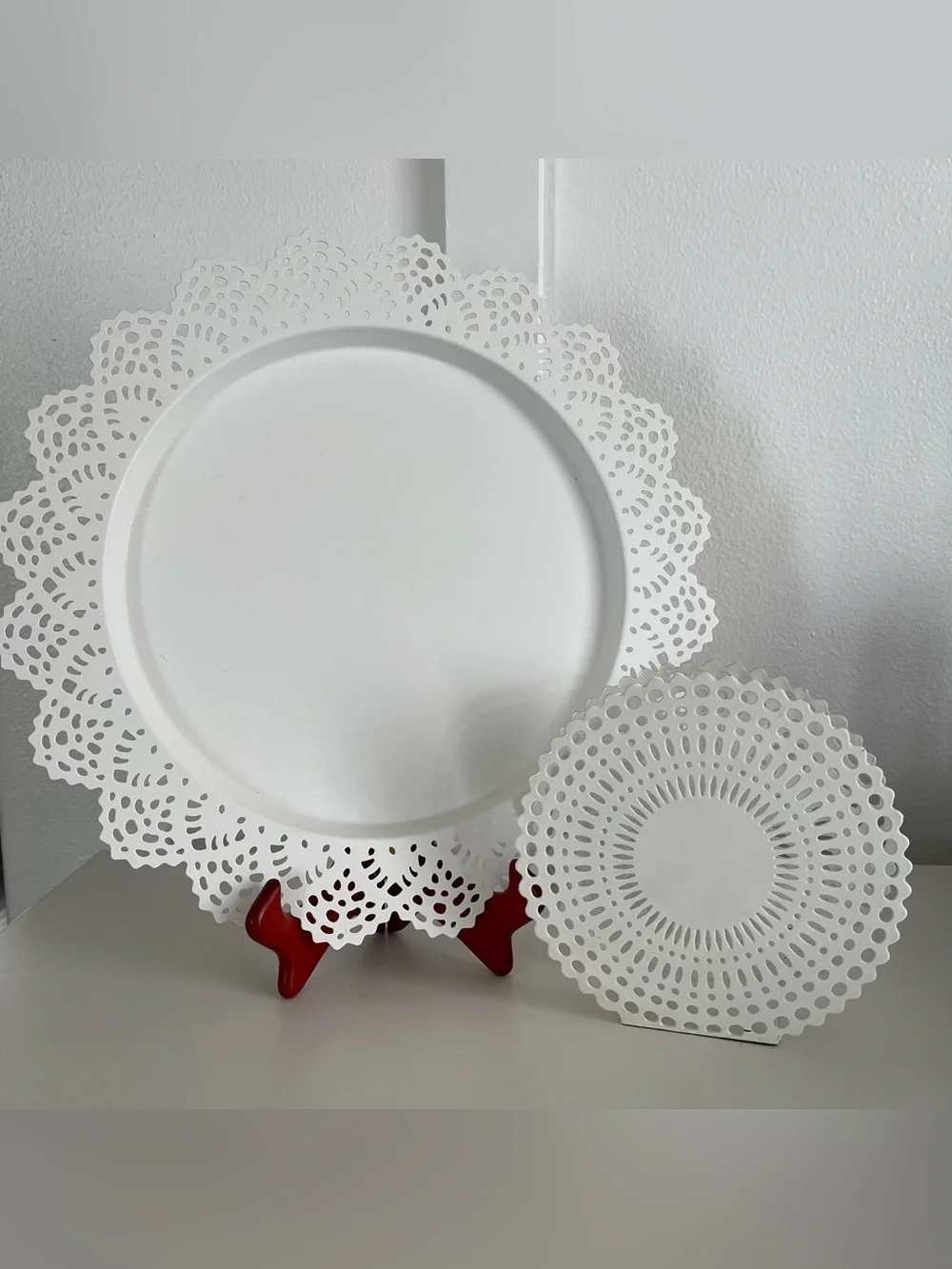 IKEA White Metal Serving Tray and napkin holder white shabby chic